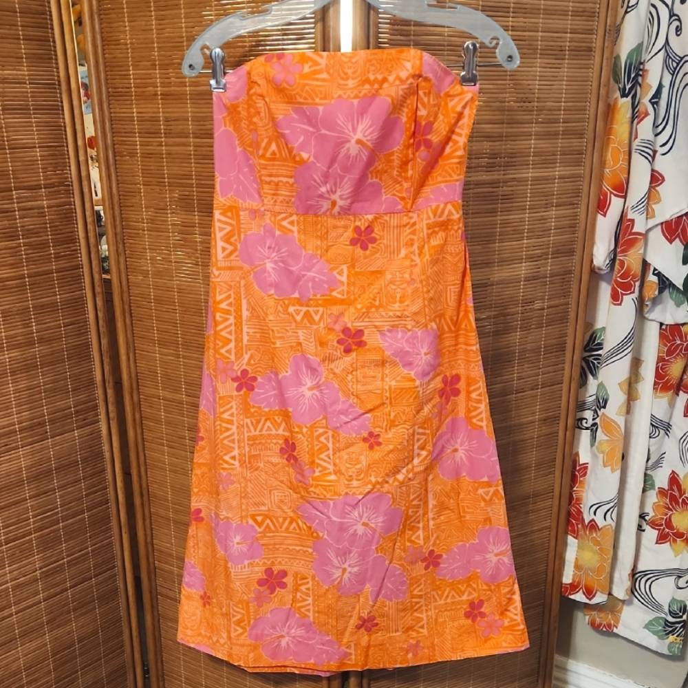 Lily Pulitzer Sneaky Tiki Strapless Midi Dress